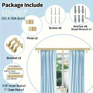 TEMU 보호-시크 조절 가능한 금속 커튼로드, 현대적인 끝단 - 녹슬지 않는 내구성 있는 드레이퍼리 및 창문 장식용|커튼봉
