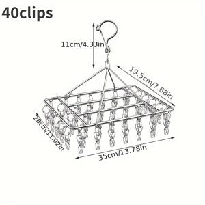 TEMU 스테인리스 스틸 빨래 건조대, 35개의 클립, 공간 절약형 옷걸이 건조대, 회전식 후크가 달린 방풍 금속 옷걸이, 가정 및 실외 사용 가능|빨래건조대