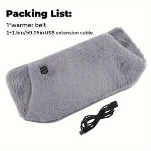 TEMU 1pc CozyCare USB 충전식 발열 허리 벨트, 3단계 지능형 온도 조절, 부드러운 플러시 원단, 쉬운 세척, 대부분의 경우 조절 가능한 크기, 매직 테이프 잠금, 36V 이하 - 실내 및 실외 활동에 이상적