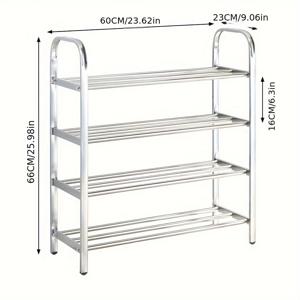 TEMU 공간 절약형 3/4단 스테인리스 스틸 신발장 - 거실, 침실, 주방, 현관 및 기숙사용 쌓을 수 있는 정리대