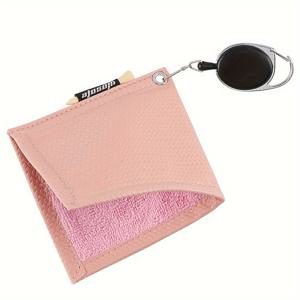 TEMU 골프 공 및 클럽용 1pc 12*12cm 골프 타월, 외부 PU 가죽 및 내부 소프트 테리, 개폐식 열쇠 고리 클립이 있는 슈퍼 소프트 골프 타월, 골프 티 1개 보관 가능