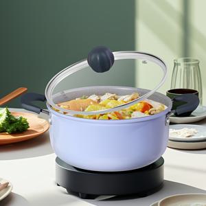 TEMU COOKER KING 1개, 22cm/8.66인치 레스토랑 붙지 않는 스톡 냄비, 유리 뚜껑 포함, 무독성, PTFE 및 PFOA 없음, 내열 손잡이, 인덕션 지원, 모든 쿡탑과 호환 가능 Eid Al-Adha Mubarak|인덕션