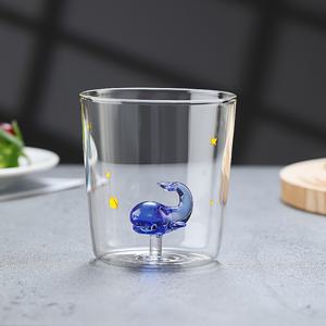 TEMU 유리컵 안에 3D 동물이 그려진 350ml 내열성 물컵, 아이스 커피용 컵, 주스, 우유, 차 등을 마실 수 있는 유리컵, 여름과 겨울에 사용할 수 있는 음료용기