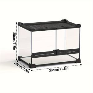 TEMU 파충류와 양서류를 위한 유리 테라리움 1개, 11.8x7.9x7.9 인치 (30x20x20cm), 전면에 이중 문, 상단 통풍구, 방수 베이스, 개구리, 도마뱀, 뱀, 거북이, 거미 등에 이상적인 서식지