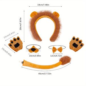 TEMU 할로윈 동물 의상 액세서리 키트, 귀 헤드밴드, 나비 넥타이, 꼬리, 발톱 장갑이 포함된 파티 드레스업 세트 – 비전기, 내구성 있는 원단 소재 – 축제 파티, 코스프레 이벤트에 이상적