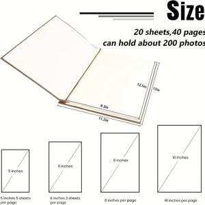 TEMU 고급 프리미엄 자가 접착 포토 앨범, 레트로 영감 13X11.2 인치 커버, 20 40 페이지 대형 클립 두꺼운 포토 앨범, 웨딩 DIY 포토 앨범, 가족 기념, 아기 휴가 성장 양면 포토 앨범