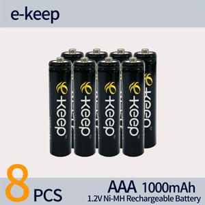 TEMU E-Keep 8개 AAA Ni-MH 충전식 배터리, 1.2V 1000mAh - 리모컨, 알람 시계, 게임패드 및 손전등용으로 오래 지속되고 내구성이 뛰어남