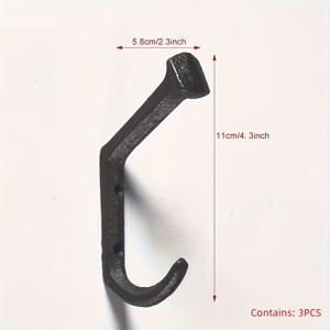 TEMU 3팩 러스틱 캐스트 아이언 코트 후크 - 벽걸이 쉬운 설치 후크 코트, 모자, 가방 걸이 - 빈티지 농장 스타일 도어 후크.