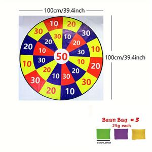 TEMU 비닐 빈백 던지기 게임 세트 - 50점 중앙이 있는 타겟 보드 1개와 모래 주머니 3개 - 전기 불필요 - 파티용 카니발 야외 활동