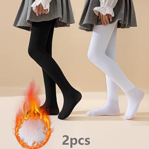 TEMU 2pcs 청소년 팬티스타킹 플러스 양털 발바닥 바지 어린이 레깅스 따뜻한 바지 슬림 패션 올매치 여자 바지