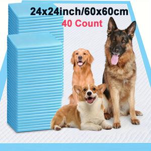 TEMU PawPals 40개입 슈퍼 흡수성 강아지 배변 패드, 24x24인치 누수 방지 일회용 애완동물 훈련 패드, 개, 고양이, 토끼용 - 직조, 빠른 건조, 미끄럼 방지, 찢어짐 방지 퀼팅|배변패드