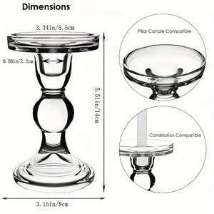 TEMU 1개 투명 유리 캔들 홀더 - 테이블 센터피스, 웨딩 장식 및 디너 파티에 완벽, 우아한 기둥 테이퍼 & 티라이트 캔들스틱 세트, 디너 테이블 웨딩 파티 홈 데코용