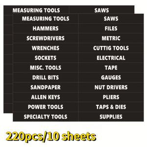 TEMU 큐티 10매/220개 툴박스 정리 라벨 세트, 영어 접착지 라벨, 도구 상자 식별 태그, 작업장 효율 액세서리, 다목적 사무실 라벨링 - 10매 팩, 22매/매