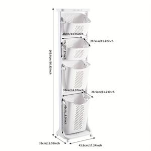 TEMU 1개 세탁 바구니 타워, 일본 스타일 특대형, 현대적인 플라스틱 세탁 바구니, 탈착식 빈이 있는 욕실 보관 선반, 더러운 옷 선반 바구니를 위한 가정 정리함|빨래바구니