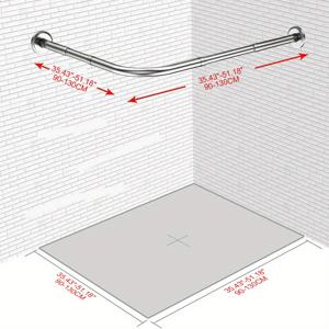 TEMU 1pc 신축성 있는 코너 샤워 커튼 로드, 드릴 필요 없이 설치 가능한 304 스테인레스 L자형 커튼 로드, 27