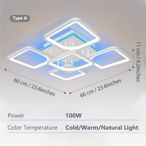 TEMU 천장 조명 1개, 스마트 LED 주변 조명 및 원격 제어 기능이 있는 조광 가능 조명, 현대 노르딕 크리에이티브 홈 조명 표면 장착, 침실 거실 복도 발코니 LED 램프, IH-FX4-1/4-4BG