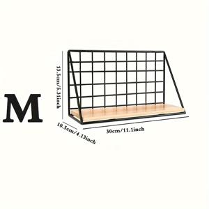 TEMU 1pc 부유 선반 벽걸이 소박한 나무 보관 진열 선반 금속 와이어 바구니 걸이 선반 주방 사무실 침실 걸이 선반