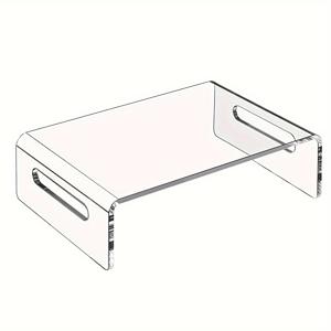 TEMU 아크릴 모니터 스탠드 라이저, 카운터탑 광택 마감, 큐브 모양 투명 데스크 정리 선반 컴퓨터, 랩탑, 프린터용 - 내구성 있는 PMMA 홈 오피스 높은 디스플레이 플랫폼 - 1개|모니터받침대