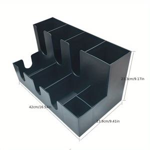 TEMU 검은색 플라스틱 바 오가나이저, 9칸 구획, 컵, 빨대, 스티러, 이쑤시개, 가정 용품을 위한 내구성 있는 바 액세서리