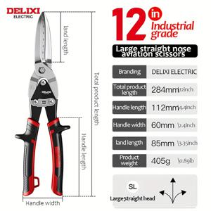TEMU DELIXI 전기 1개 공업용 항공 가위 - 알루미늄 안전 잠금장치가 있는 금속 가위, 고강도 다기능 커터, 견고한 금속 재질, 조립이 필요 없음