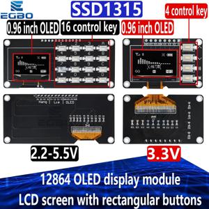 OLED IIC 화이트 옐로우 블루 블루 블루 12864 OLED 디스플레이, 아두이노용 LCD 스크린 보드, 4x4 키 I2C SSD1315, 0.96 인치 제품