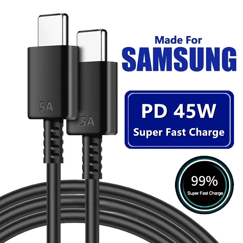 듀얼 USB C 초고속 충전 케이블, 삼성 S22, S23, S24 플러스, 노트 20 울트라, A53, A54, A55 용, 2m, PD 45W