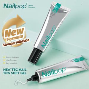 Nailpop 프로 소프트 네일 팁 젤 접착제, 20g, 접착식 인조 손톱, 오래 지속, UV 젤 매니큐어 제품