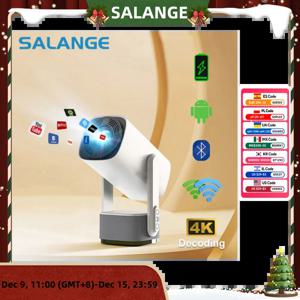 Salange 4K 프로젝터 K2 스마트 Android11 ​​내장 배터리 블루투스 스피커 WIFI 자동 초점 키스톤 수정 프리 스타일 삼성 iPhone 안드로이드 전화 야외 영화 프로젝터