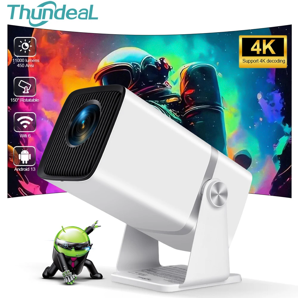 ThundeaL 4K 풀 HD 프로젝터, FHD TD80W, 안드로이드 와이파이, 3D 홈 시어터 TD80, 휴대용 빔 프로젝터, 회의 비디오 영화 PK HY320