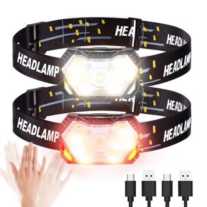 강력한 LED 센서 헤드램프 USB 충전식 헤드라이트 LED 헤드 토치 캠핑 서치 라이트 헤드 플래시라이트 낚시 랜턴용