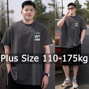 남성용 프린트 인기 티셔츠, 빅 사이즈 110-175kg, 6XL, 7XL, 플러스 사이즈 패션 코튼 라운드 넥 반팔, 오버사이즈 탑