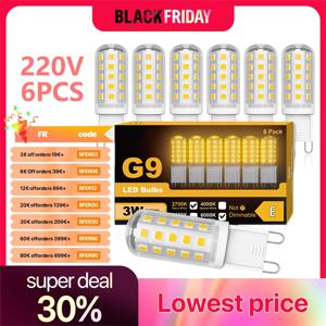 온백색 에너지 절약 전구, G9 LED 전구, 3W, 220V, 2700K, 6000K, 쿨 화이트, 30W-40W, 디밍 불가 6 팩