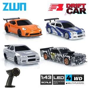 ZWN 1/43 2.4G 미니 RC 카, 4WD 라디오 리모컨 드리프트 카, 전문 GTR 모델, 고속 레이싱 장난감, 어린이 선물