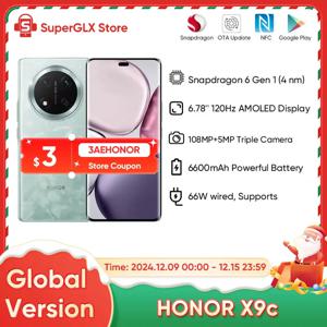 HONOR X9c 5G 글로벌 버전 낙하 방지 곡선 스크린, 안드로이드 14 듀얼 SIM, 108MP 트리플 카메라, 6.78 인치, 120Hz, 6600mAh 배터리, 2024 신제품