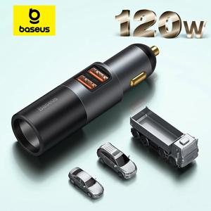 Baseus-120W 자동차 분배기 QC4.0 3.0 PD PPS 담배 라이터 소켓 듀얼 USB c형 아이폰 xiaomi용, 차량용 고속 충전기 어댑터