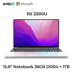 2022 울트라 슬림 15.6 인치 노트북 AMD Ryzen R5 2500U 36GB RAM 2 테라바이트 SSD FHD Windows 10 초경량 노트북 컴퓨터 게임용 노트북