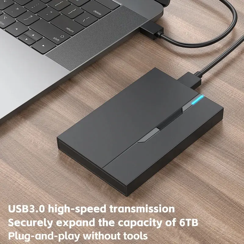 외장 하드 드라이브 인클로저 USB 3.0 하드 디스크 케이스, 노트북 PC용 SATA SSD HDD 지원, 2.5 인치, 6TB, 7mm, 9.5mm