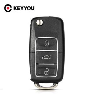 KEYYOU 플립 원격 자동차 키 쉘, 폭스바겐 VW 골프 4 5 6 7 제타 파사트 CC 티구안 폴로 비틀 스코다, 수정 버전 1 개