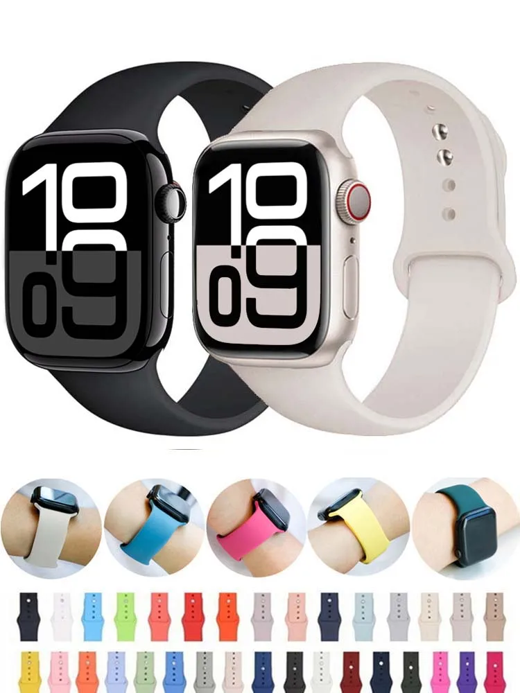 애플 워치 밴드용 스트랩, 한국 실리콘 팔찌, iwatch 시리즈 10, 7, 8, se, 3, 6, 9, 울트라 2, 44mm, 40mm, 45mm, 41mm, 49mm, 46, 42mm, 38mm