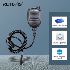 Retevis 충전식 마이크 스피커 볼륨 PTT 탄젠트, 바오펑 UV 5R H777, TYT Quansheng UV K5 라디오용, HK008 2 핀