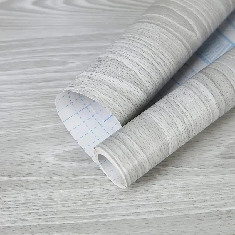15m 회색 나뭇결 PVC 자체 접착 방수 벽지 껍질과 스틱 스티커 장식 연락처 종이 가구 Refurbish