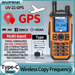 Baofeng UV 21 GPS 에어 밴드 워키토키, 무선 복사 주파수 C타입 충전기, 999CH FM AM NOAA, UV 5R 17 프로 GPS 햄 라디오용