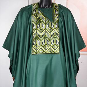 H & D 아프리카 남성 전통 의상, Bazin Riche Dashiki 의상, 녹색 셔츠 바지 로브, 세트 아프리카 남성 Agbada