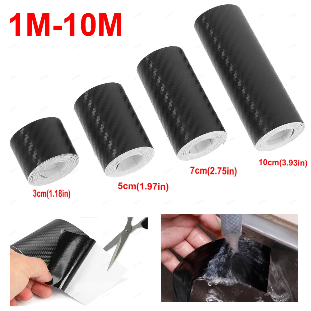 1-10M 3D 자동차 탄소 섬유 스티커 DIY 붙여 넣기 보호기 스트립 자동 도어 씰 사이드 미러 안티 스크래치 테이프 블랙 방수 필름