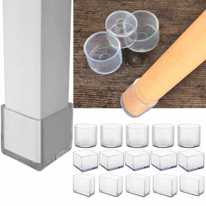 4Pcs 테이블과 의자 다리 피트 패드 캡 PVC 원형 및 사각형 캡 양말 발 커버 미끄럼 방지 가구 바닥 보호 패드