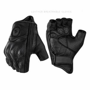 여름 오토바이 핑거리스 장갑 액세서리 염소 가죽 가죽 반 손가락 장갑 Motocross Gant Moto Guantes Moto Verano