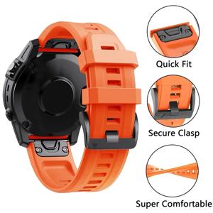 Garmin Fenix ​​7X 7 Pro Solar/6X 6 사파이어 5 5X Plus 3 3HR/Epix Approach S62 60 QuickFit 시계 밴드용 22mm 26mm 실리콘 스트랩