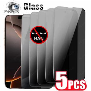 iPhone 16 Pro Max 15 Pro 14 Plus 13 용 5PCS Anti-peep 화면 보호기 iPhone 16ProMax 용 안티 스크래치 개인 정보 보호 강화 유리