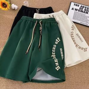M-5XL 남성 반바지 캐주얼 짧은 바지 특대 비치 반바지 복고풍 편지 인쇄 스포츠 반바지 5 포인트 반바지 남성 의류