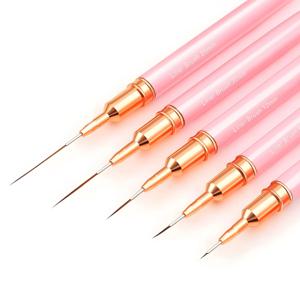 YIKOOLIN 5pcs 네일 아트 라이너 브러쉬 세트 UV 젤 네일 브러쉬 키트 프렌치 스트라이프 라인 페인팅 드로잉 꽃 펜 매니큐어 도구